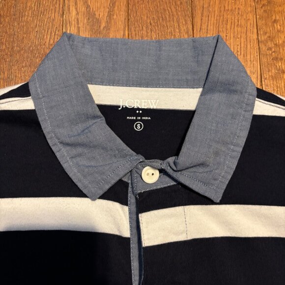 J.Crew Mens Long Sleeve Rugby T Shirt size Small Navy with White Stripes - Picture 4 of 11